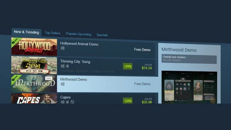 demonstrações no steam