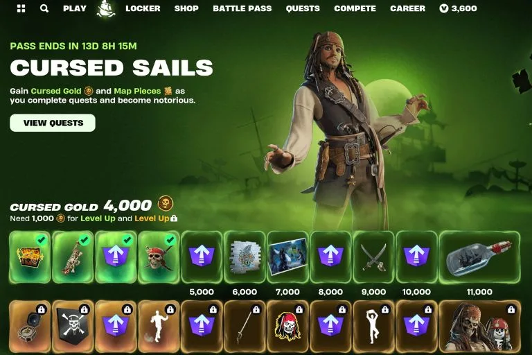 pirates of the caribbean chegando ao fortnite